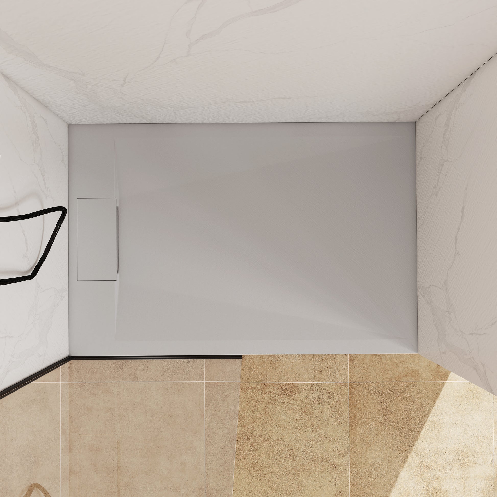 European-Style SMC Shower Base with Anti-Slip Design in Black or White