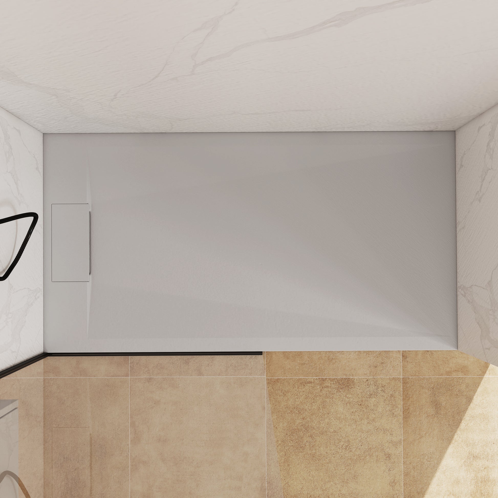 European-Style SMC Shower Base with Anti-Slip Design in Black or White