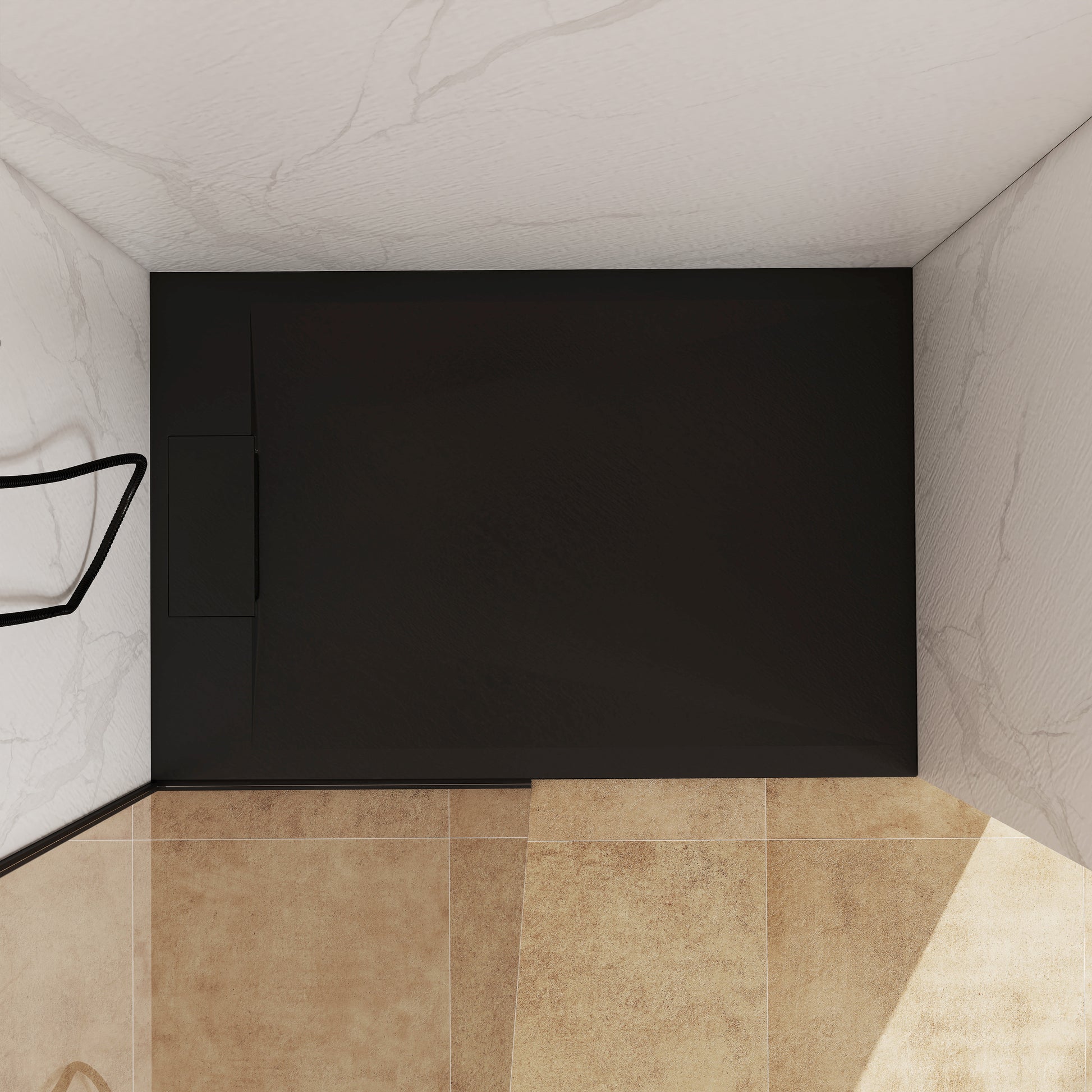 European-Style SMC Shower Base with Anti-Slip Design in Black or White
