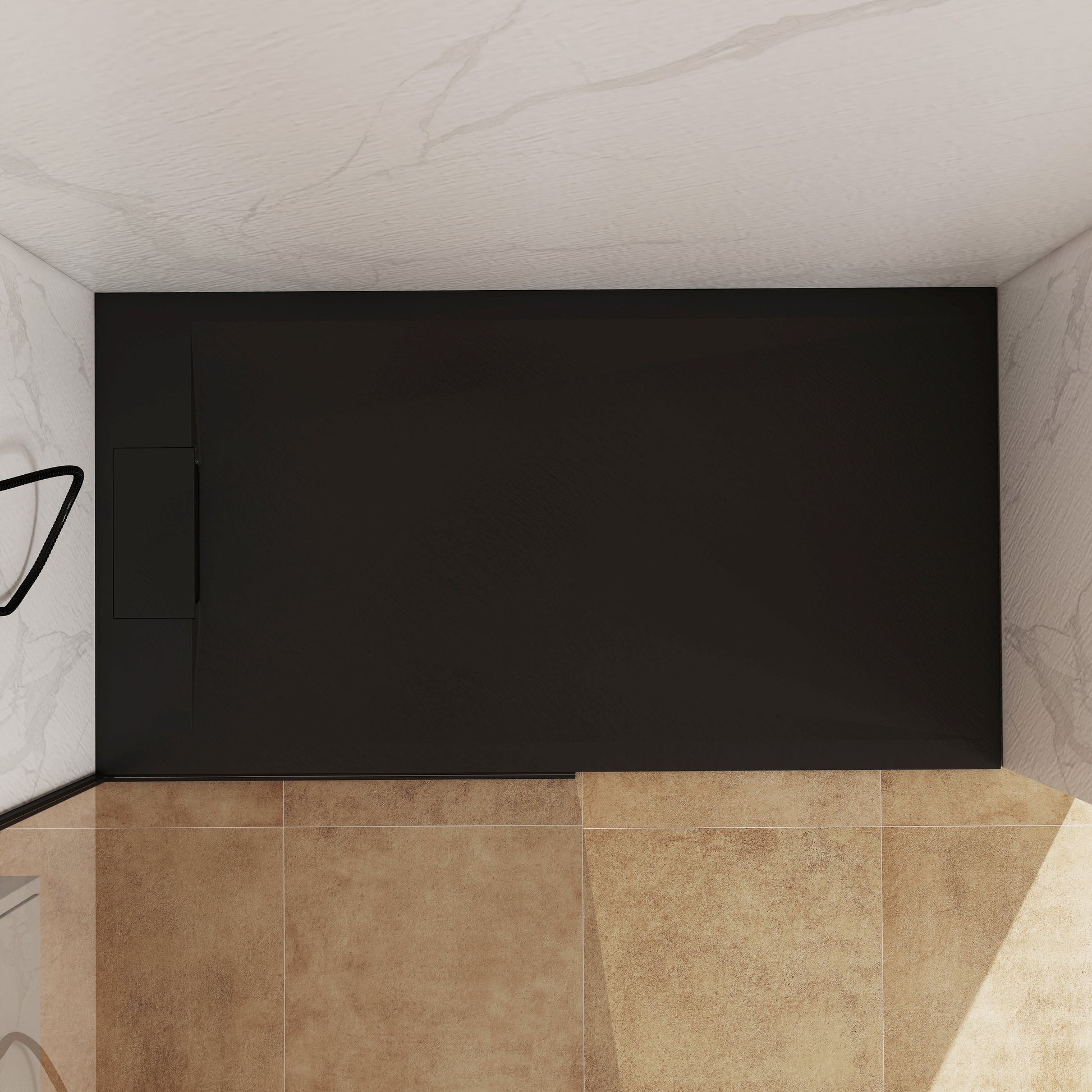 European-Style SMC Shower Base with Anti-Slip Design in Black or White