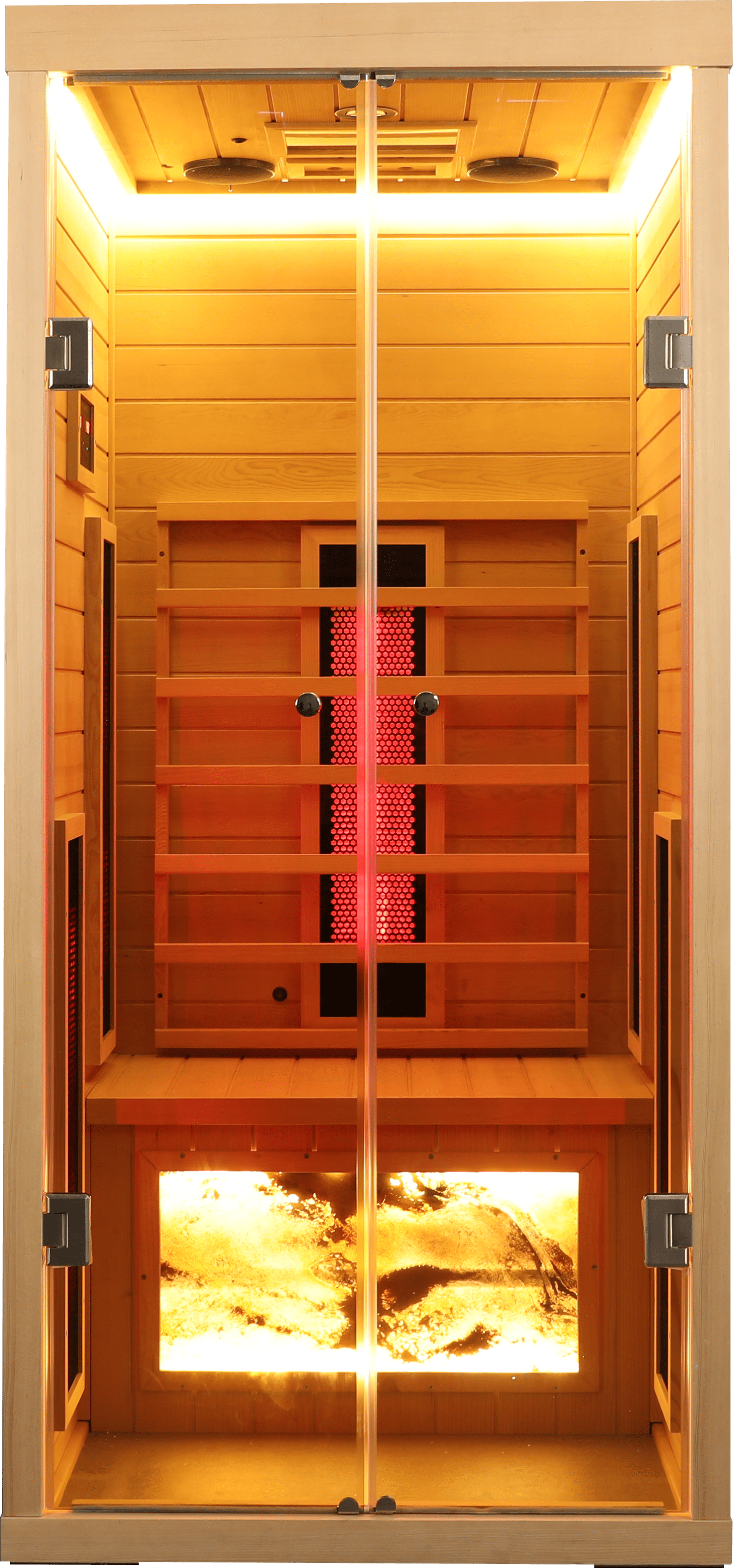 1-Person Low EMF Hemlock Far Infrared Sauna Room with 2 Doors and Digital Controls