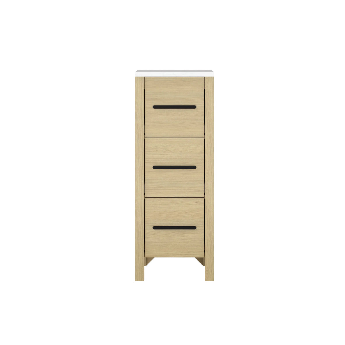 12" Corner Bathroom Vanity with Light Natural Wood, 3 Drawers & Marble Top