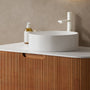 14 in. Round Ceramic Vessel Bathroom Sink in Glossy White / Stone Pattern Matte White