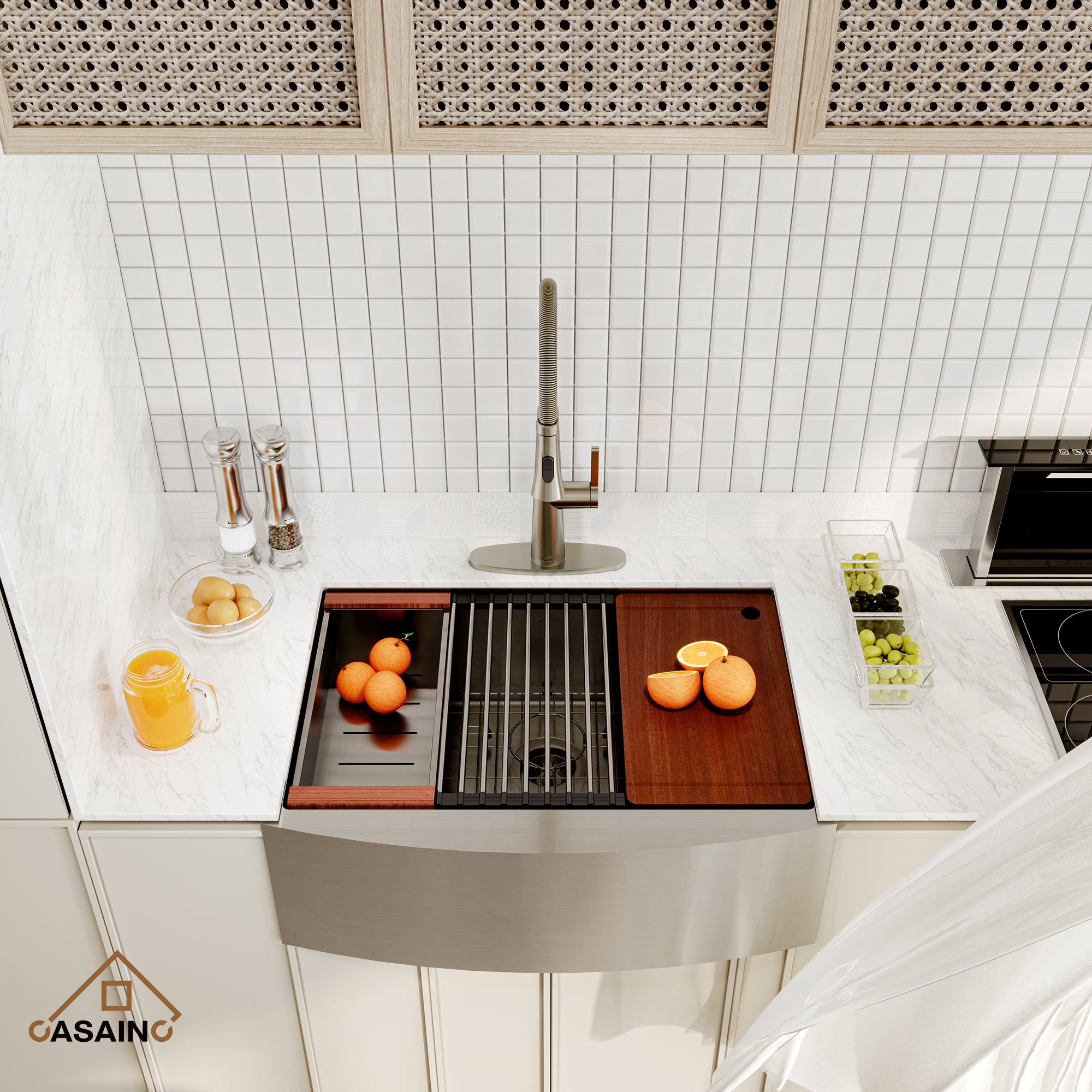 Farmhouse Stainless Steel 30/33/36 inch Single Bowl Kitchen Sink in Brushed