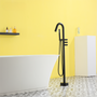 Freestanding Floor Mount Tub Filler Faucet with Handheld Shower in Solid Brass Construction