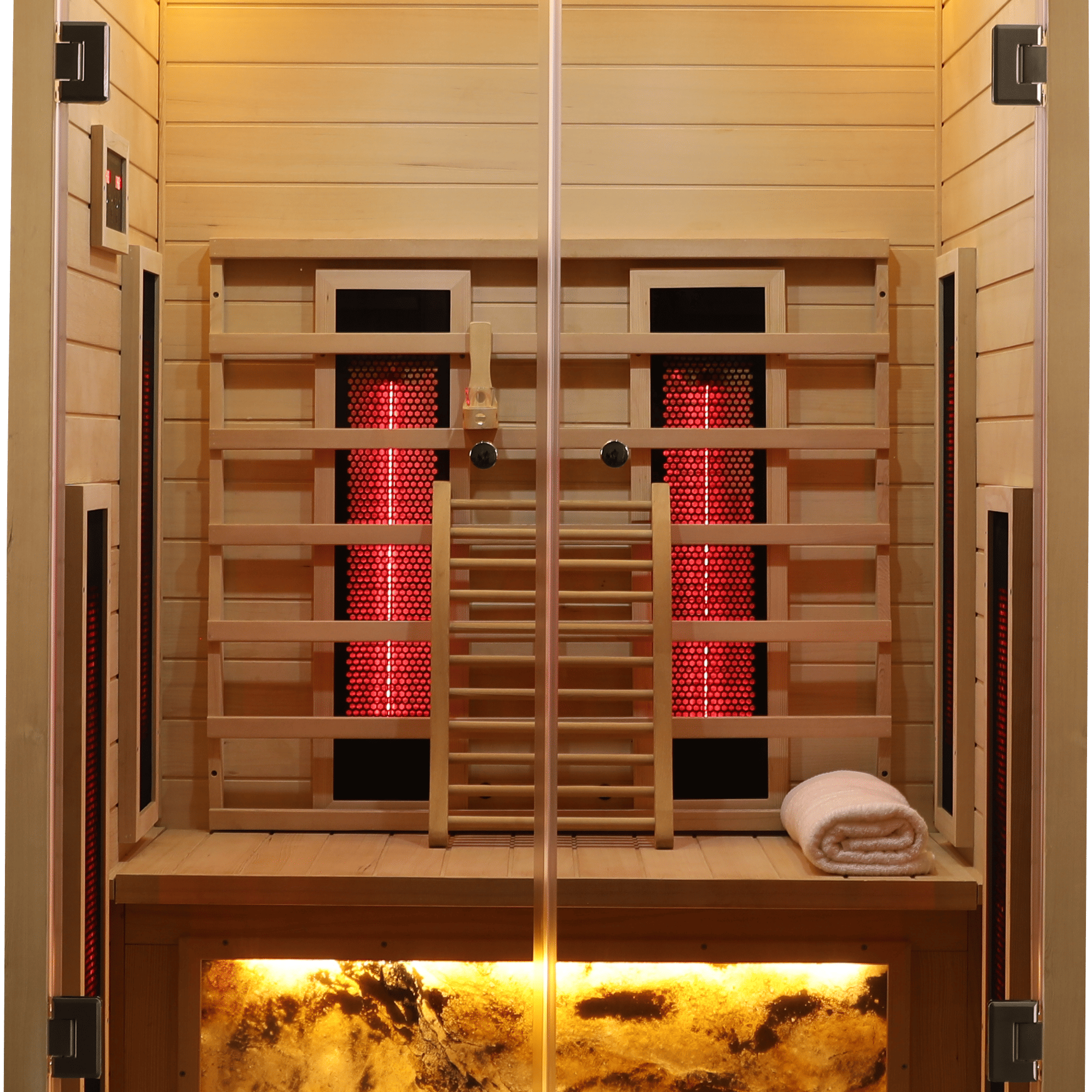 2-Person Low EMF Hemlock Far Infrared Sauna Room with 2 Doors and Digital Controls