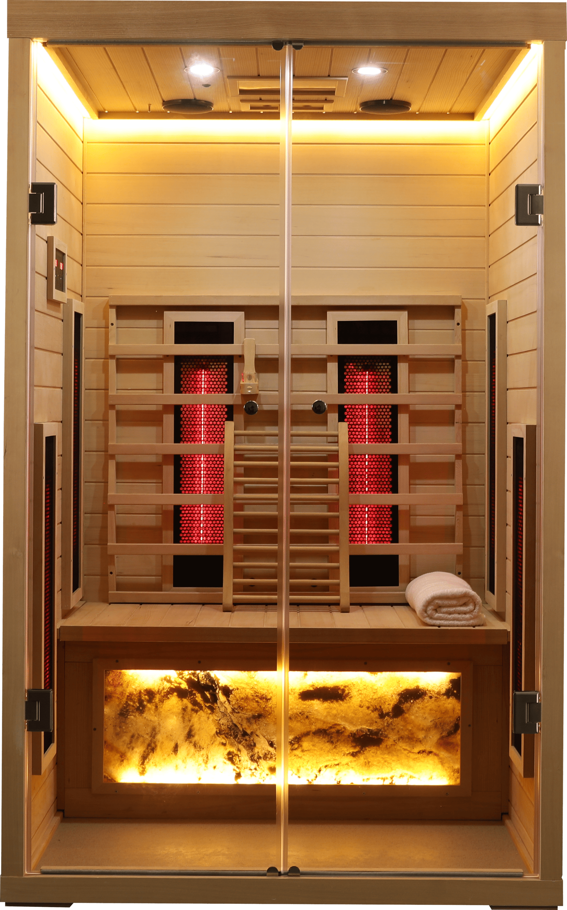 2-Person Low EMF Hemlock Far Infrared Sauna Room with 2 Doors and Digital Controls