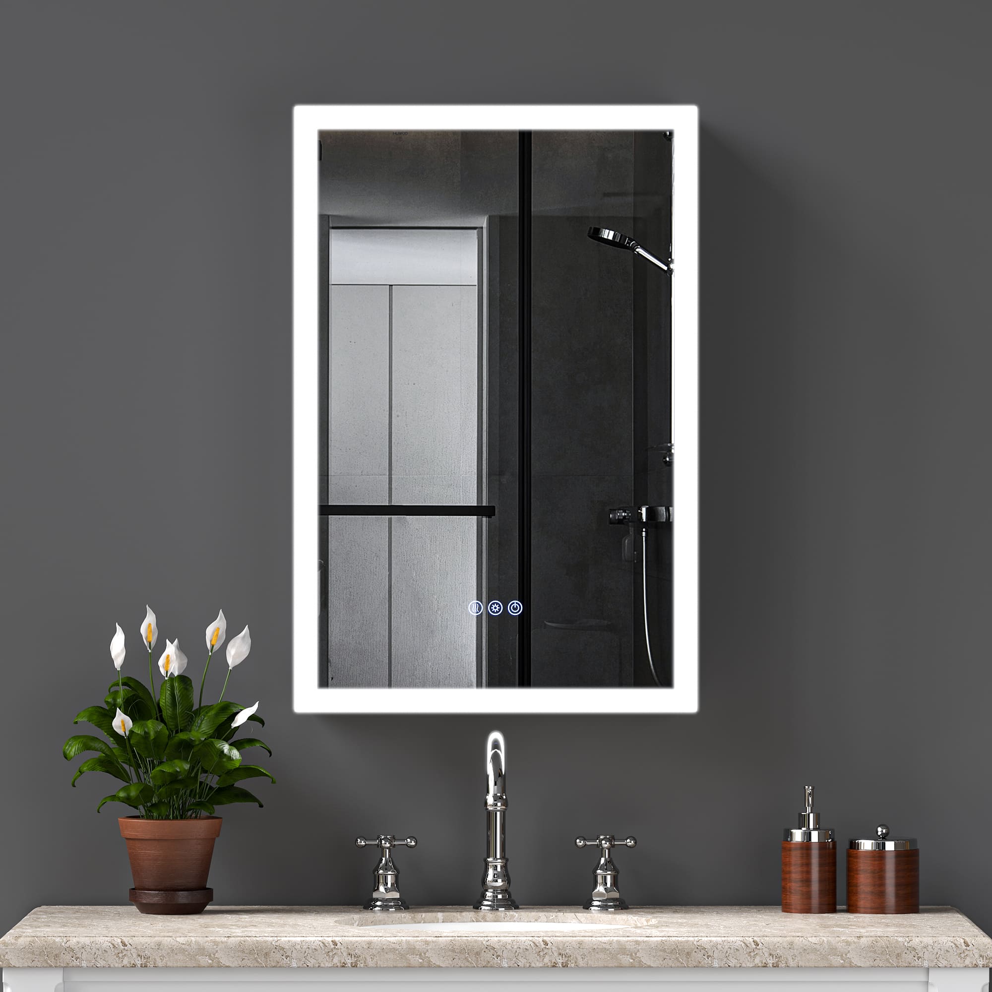 20" x 30" Aluminum Medicine Cabinet with LED Mirror, Anti-Fog, 3 Color Temperatures
