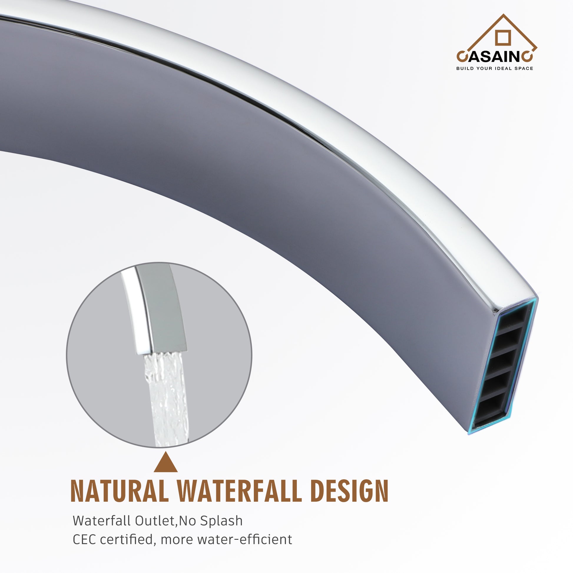 Floor Mount High Arc Bathtub Faucet with Ceramic Filter and Hand Shower