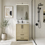 24"/36" Single Sink Bathroom Vanity with Light Natural Wood & Marble Top