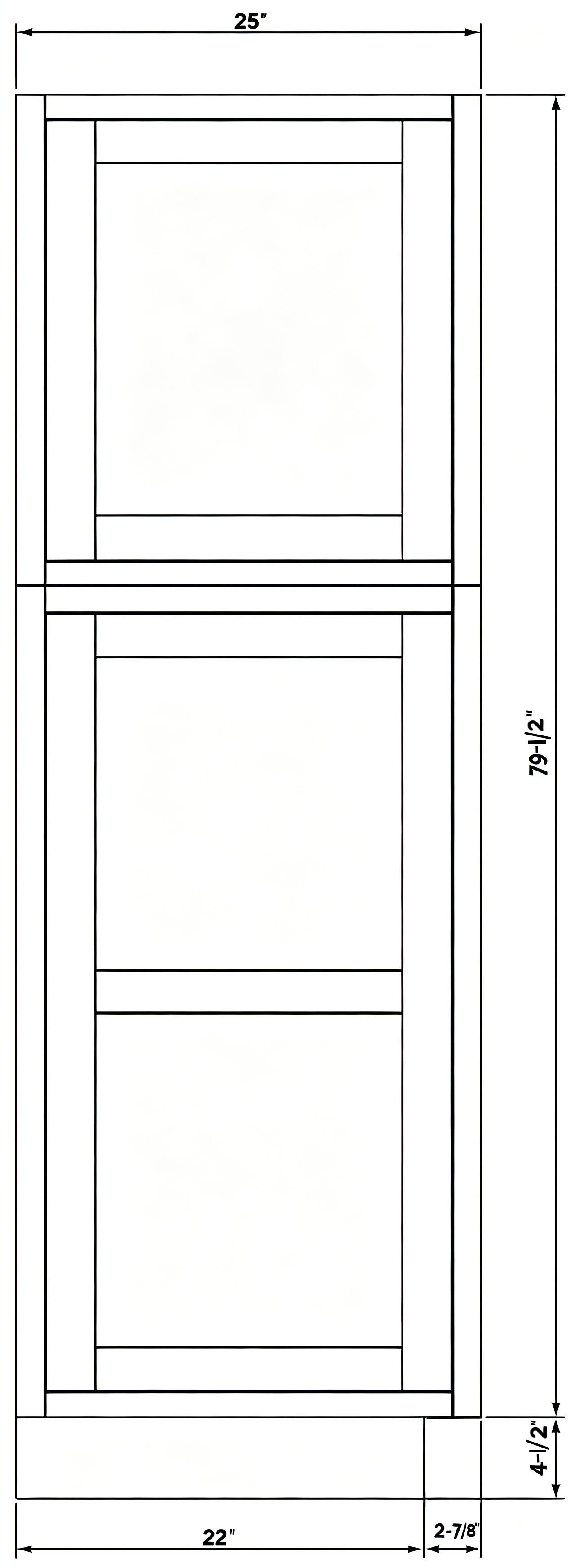 25"W x 84"/90"/96"H x 3/4"D 3-Size Inset Tall Decorative Panel - Truffle Brown