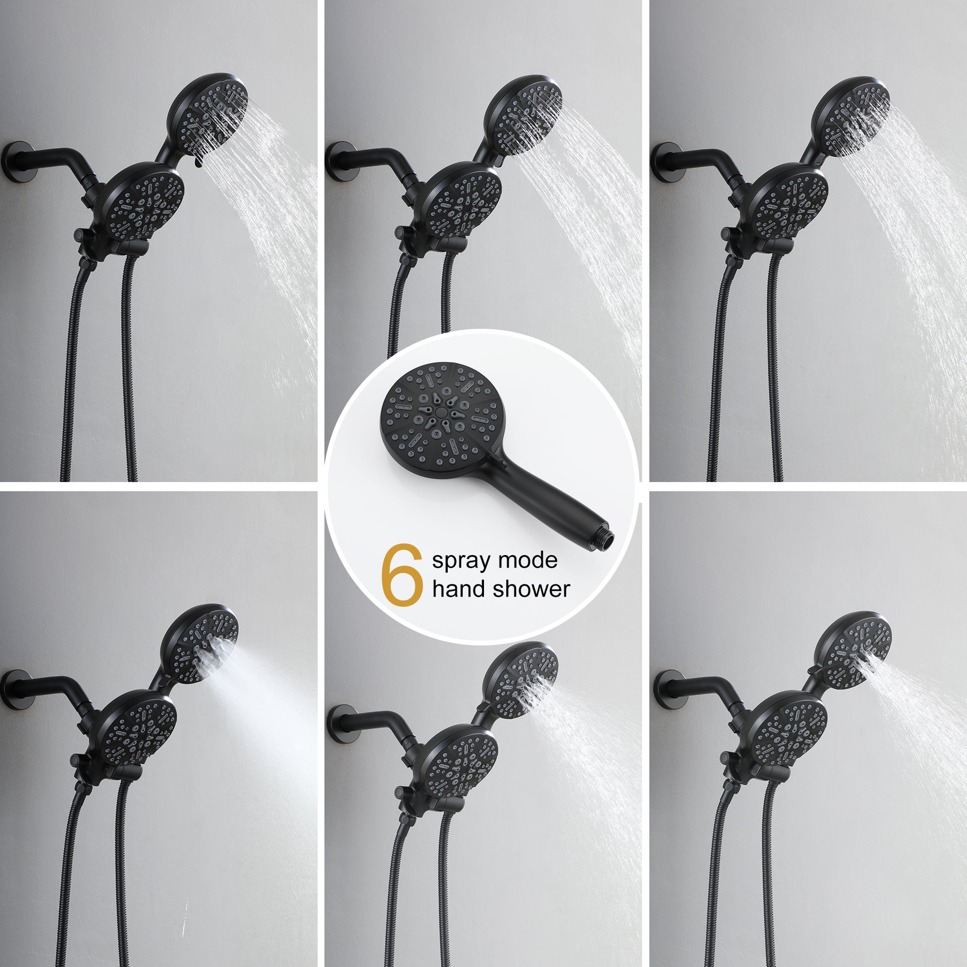 4.72" Wall Mount Dual Shower Heads with Multiple Spray Patterns