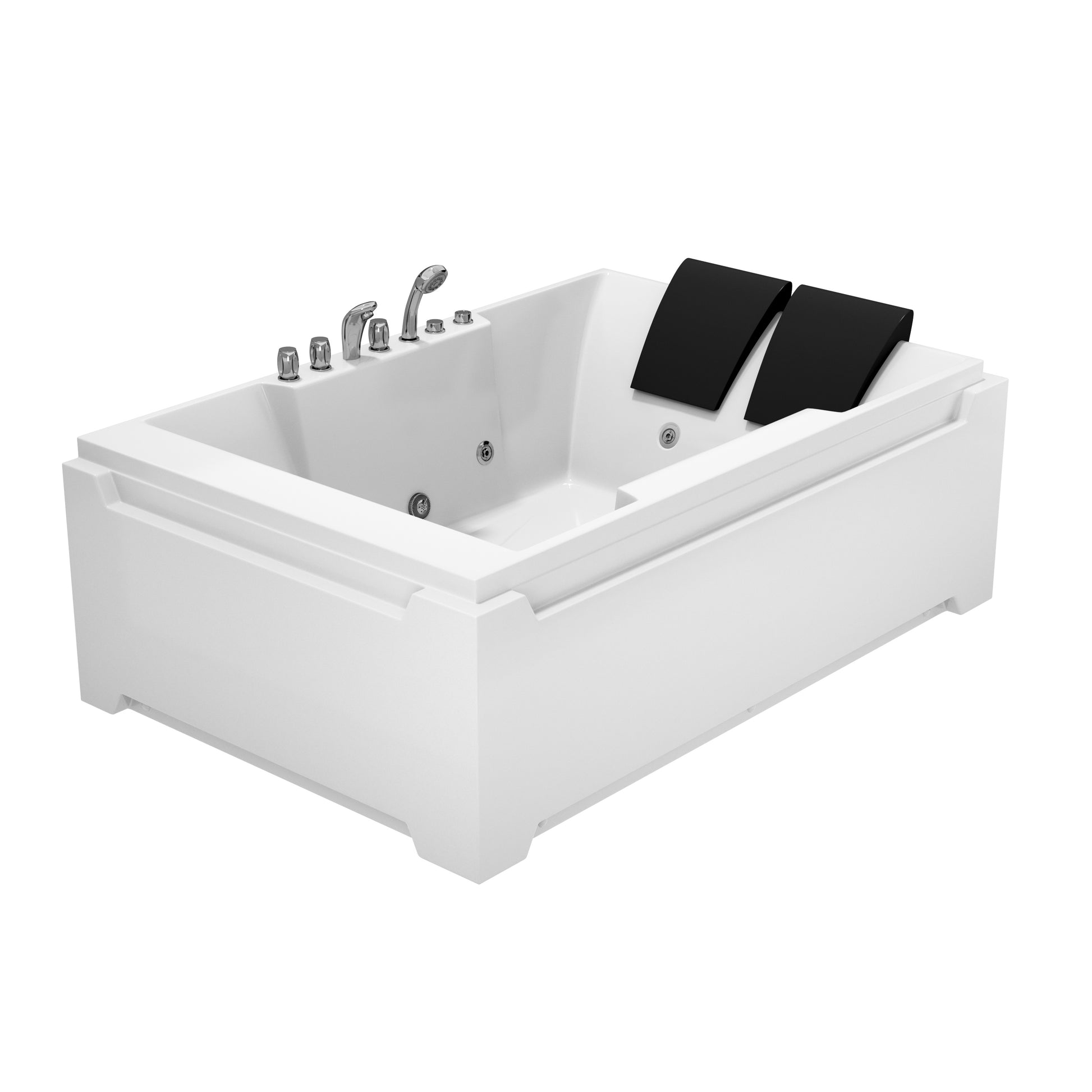 73" Two-Person Whirlpool Tub with Hydro Massage Jets & Chromotherapy Lighting
