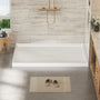 36"-60"x30"-36" White SMC Shower Base with Flamed Rock Slip-Resistant Surface, Center Drain