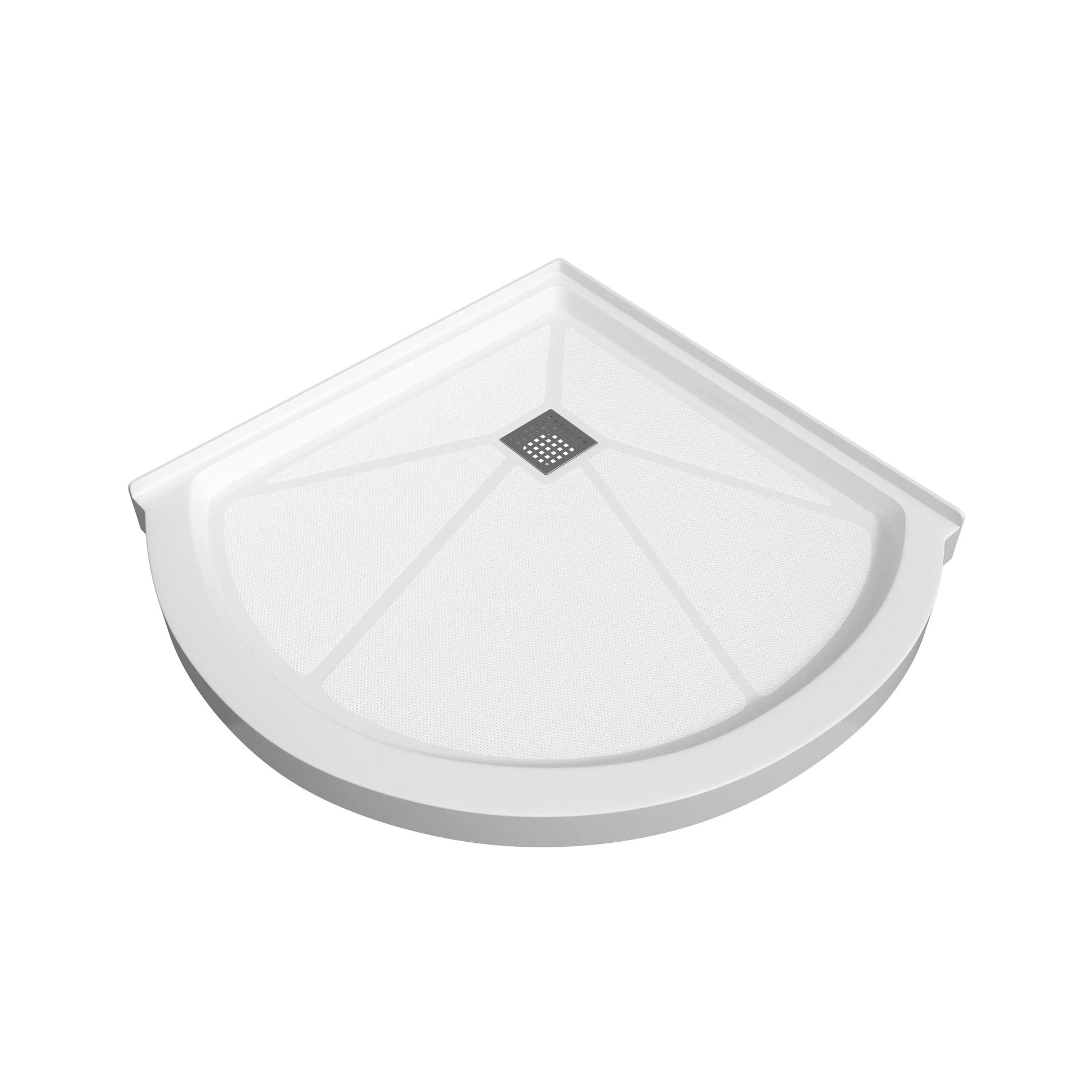 36" Gloss White SMC Quadrant Corner Shower Base with Center Drain