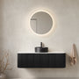 48" Black Floating Bathroom Vanity with Stone-Pattern Ceramic Vessel Sink and Carrara White Sintered Stone Top