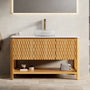 48" Freestanding Bathroom Vanity with Transparent Glass Vessel Sink and Carrara White Sintered Stone Top