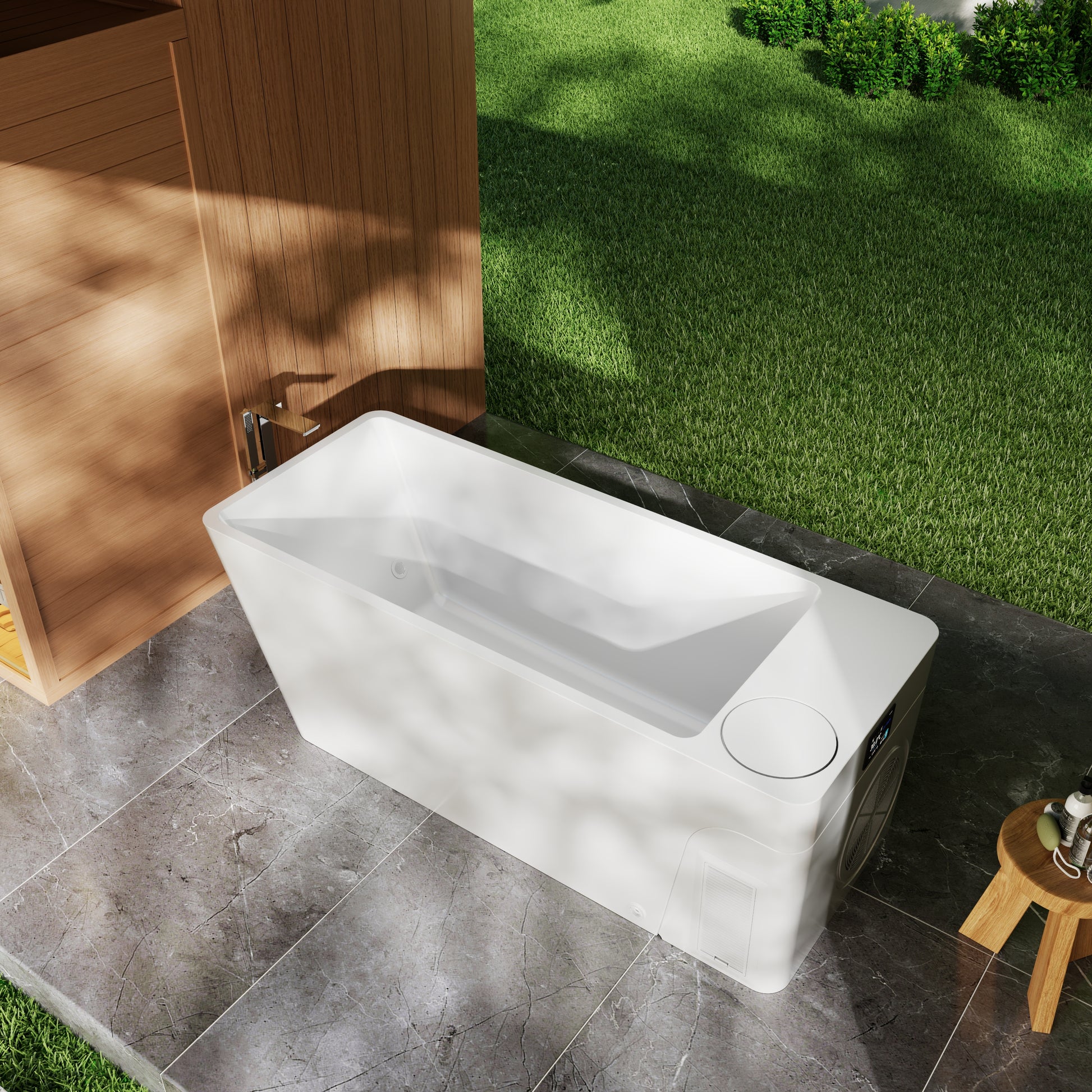 77" Luxury All-in-One Smart Recovery Ice Bath Cold Plunge Tub with Built-In 1HP Chiller