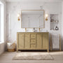 54" Light Oak Freestanding Bathroom Vanity with Double Sink & Marble Top