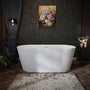 59"/67" Gloss White Acrylic Freestanding Bathtub with Fluted Oval Design