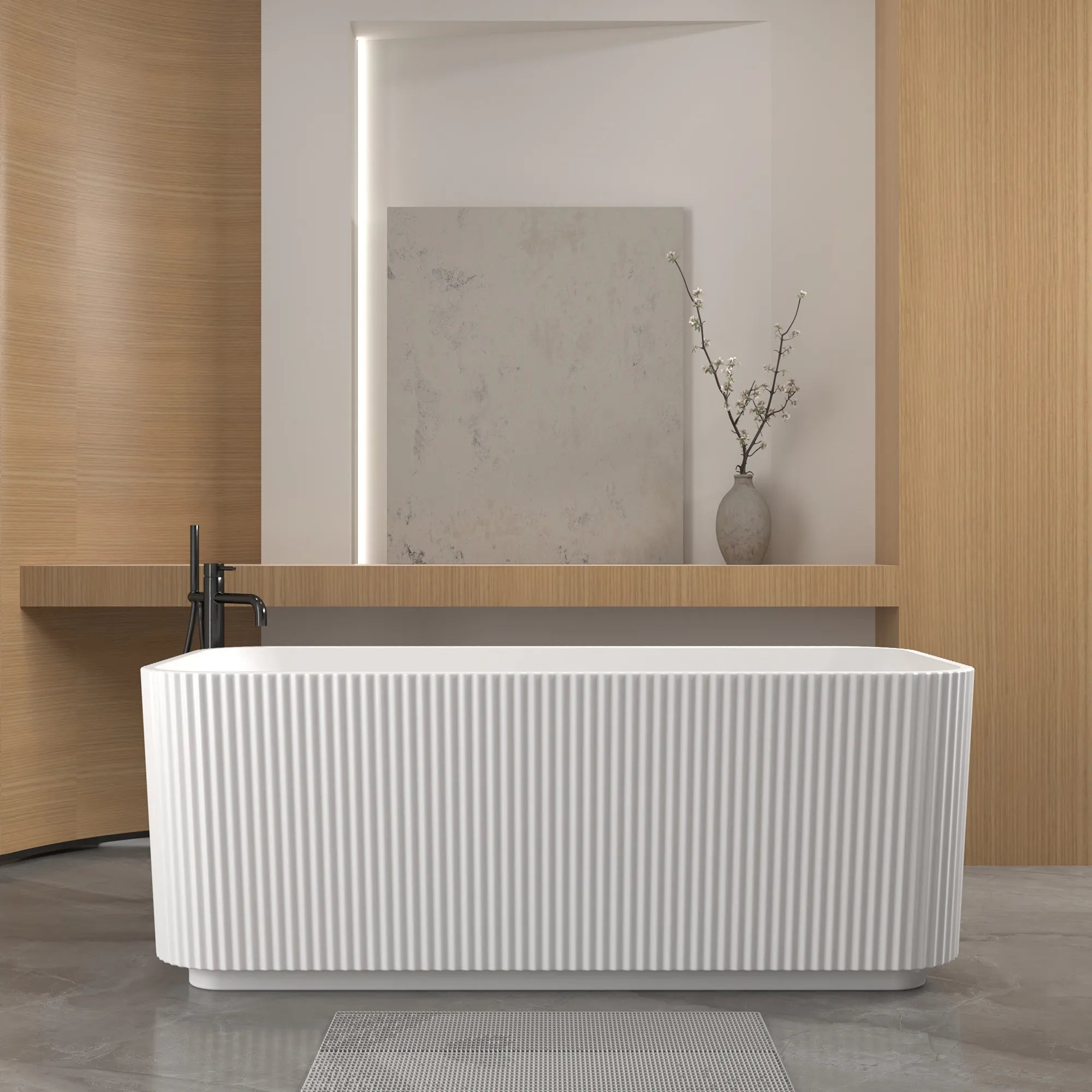59" Gloss White Acrylic Freestanding Bathtub with Chrome Pop-Up Drain