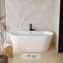 59 in. Acrylic Freestanding Soaking Bathtub with Toe-Tap Drain in Glossy White/Black