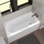 59 in. Glossy White Acrylic Alcove Soaking Bathtub with Integrated Skirt, Chrome Twist Drain and Overflow