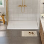 60"x32"/36" Curbless SMC Shower Base with Flamed Rock Slip-Resistant Surface, Reversible Drain