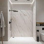 60"x36"x75"/96" Calacatta Gold Marble Solid Surface 4-Piece Shower Wall Panels for Luxury Shower Spaces