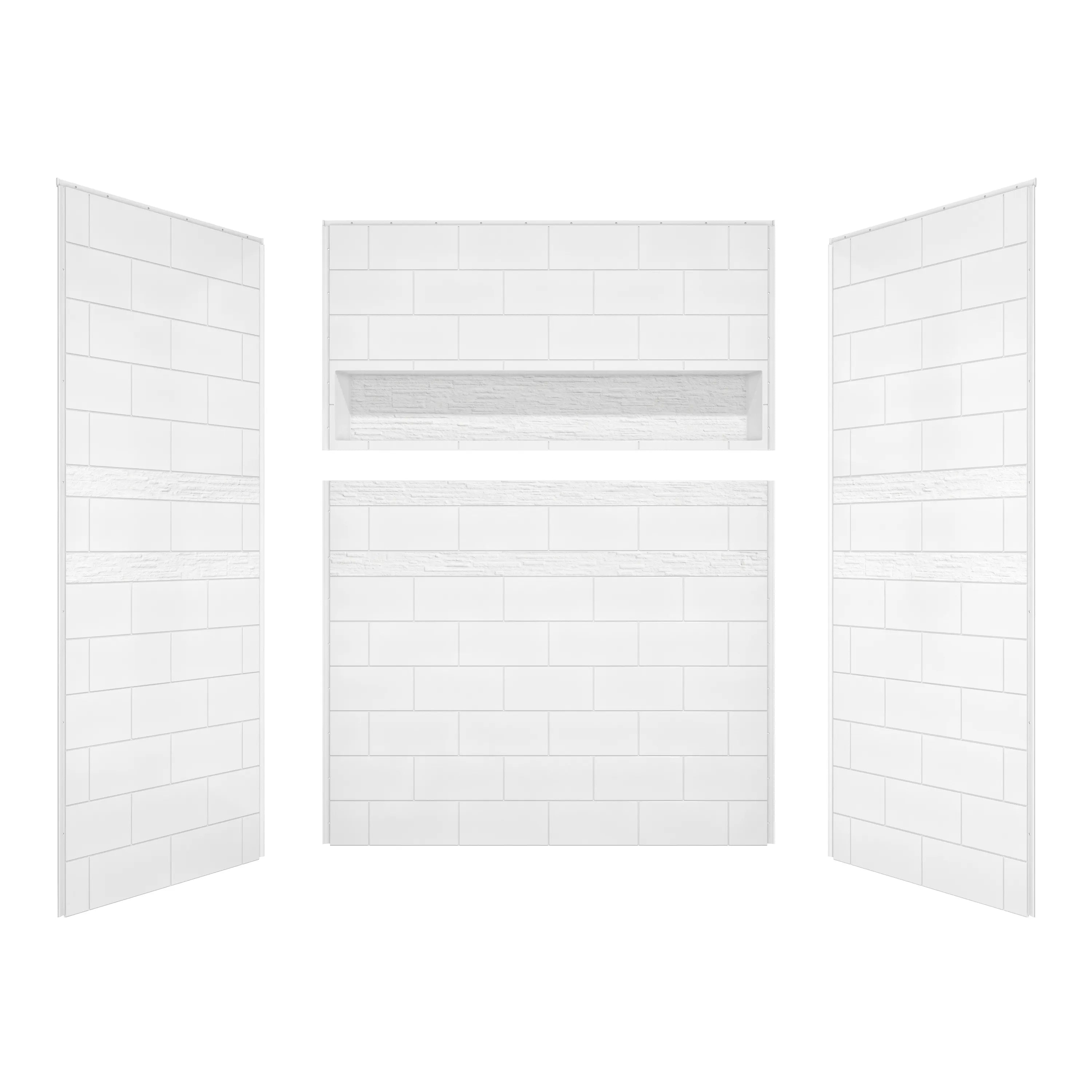 60" x 32"/36" x 78" 2-Size Gloss White SMC Shower Wall Panels with Integrated Niche