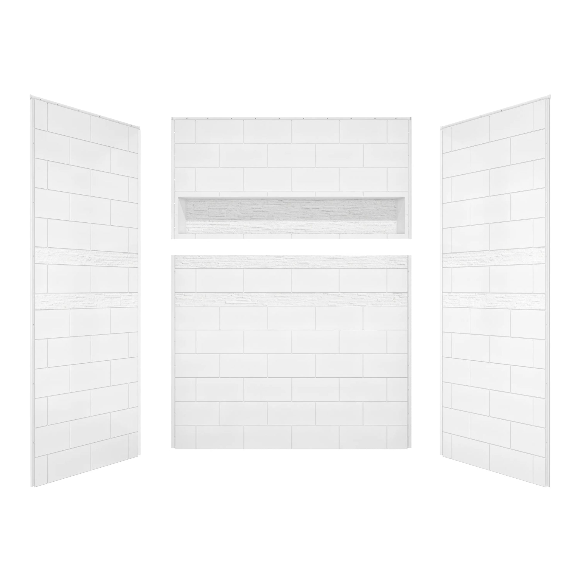 60" x 32"/36" x 78" 2-Size Gloss White SMC Shower Wall Panels with Integrated Niche