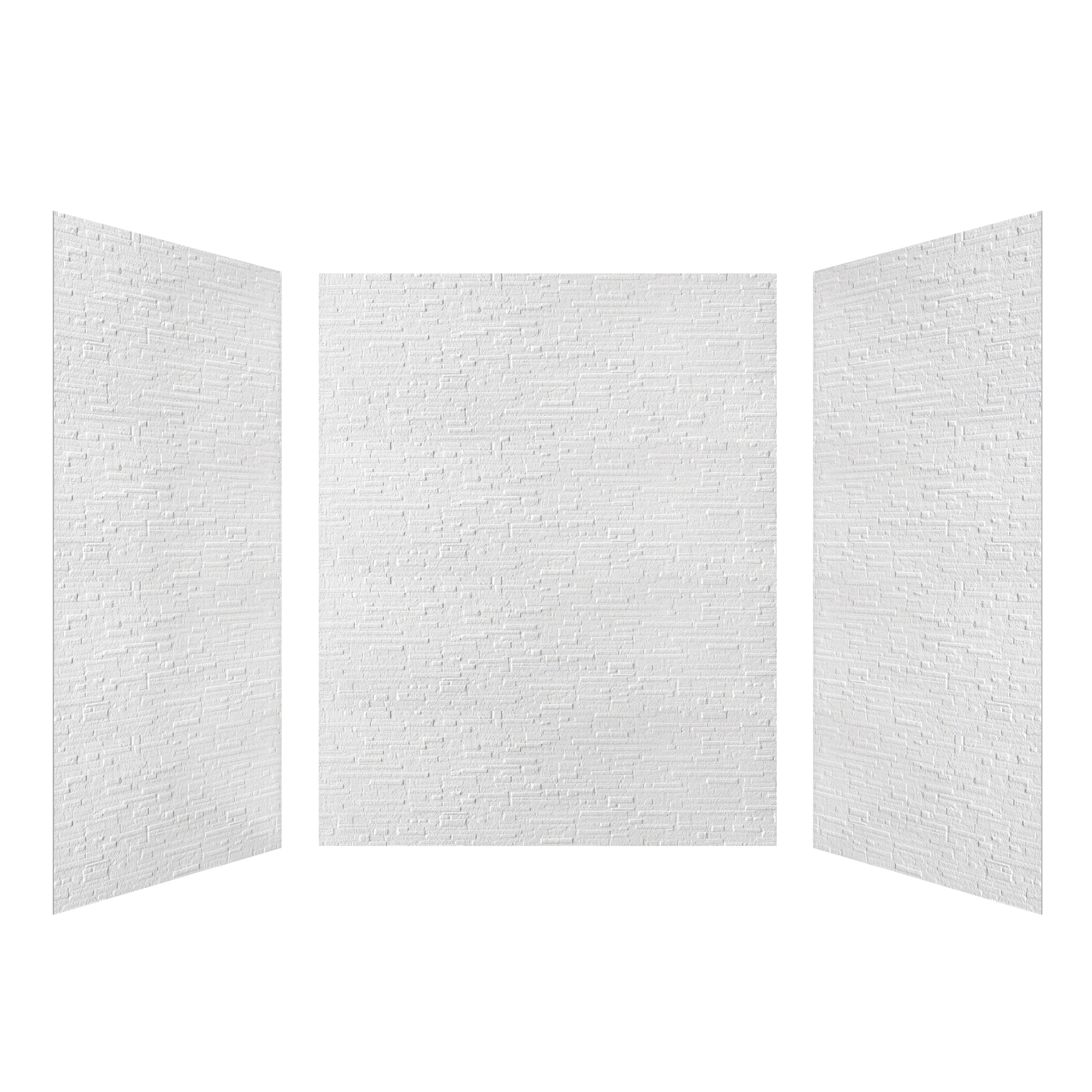 60" x 36" x 75"/96" 2-Size Matte White SMC Small Brick Texture Shower Wall Panels