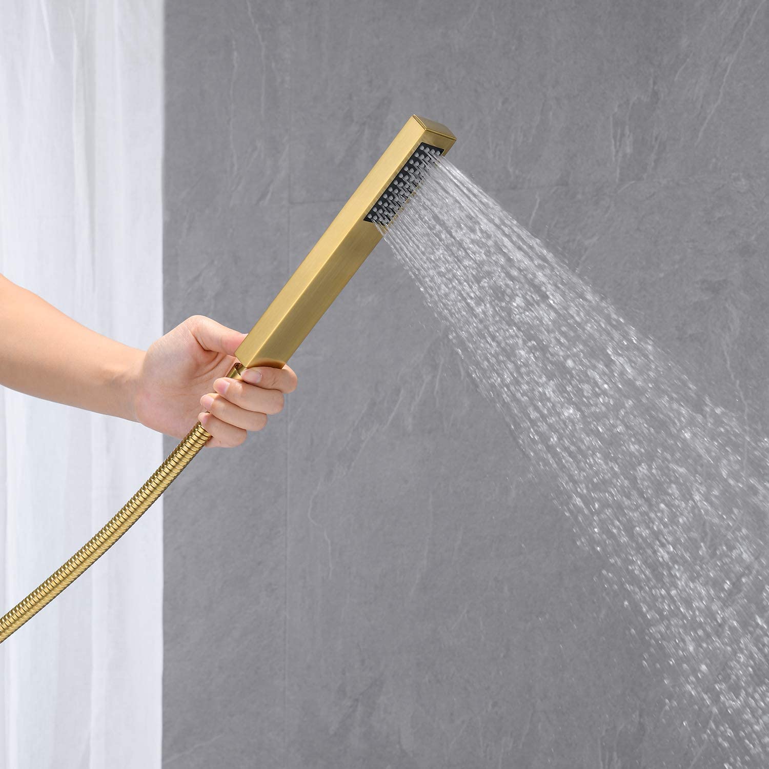 Single-Handle Freestanding Waterfall Bathtub Faucet with Handheld Shower