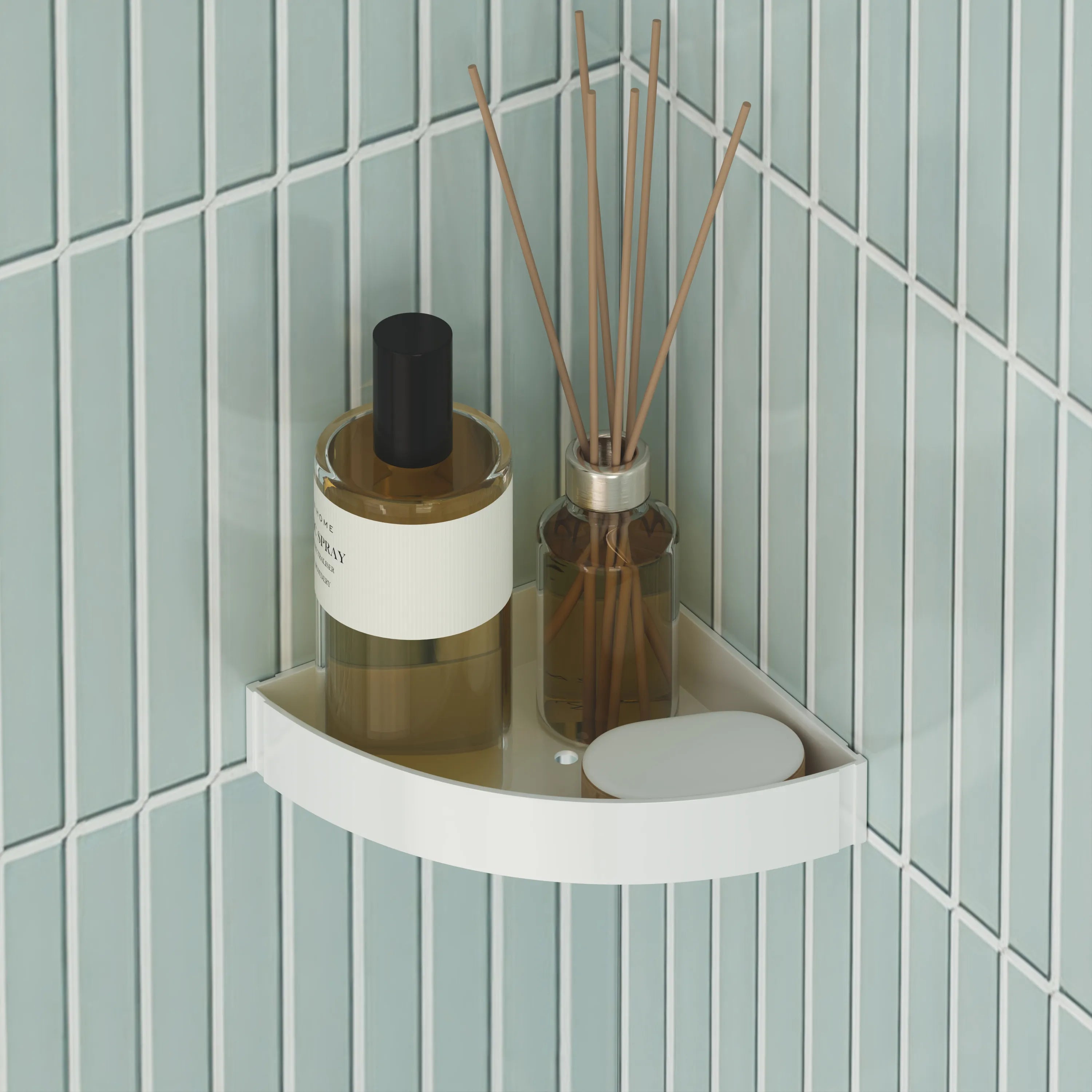 6" x 6" x 1.2" Glossy White SMC Shower Corner Shelf