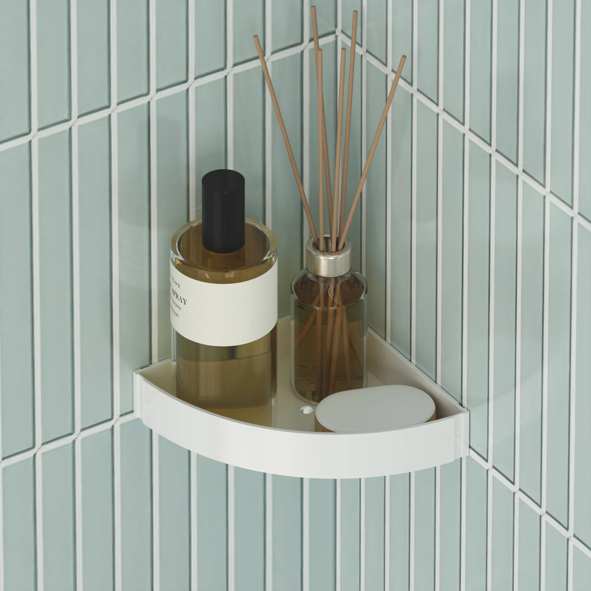 6" x 6" x 1.2" Glossy White SMC Shower Corner Shelf