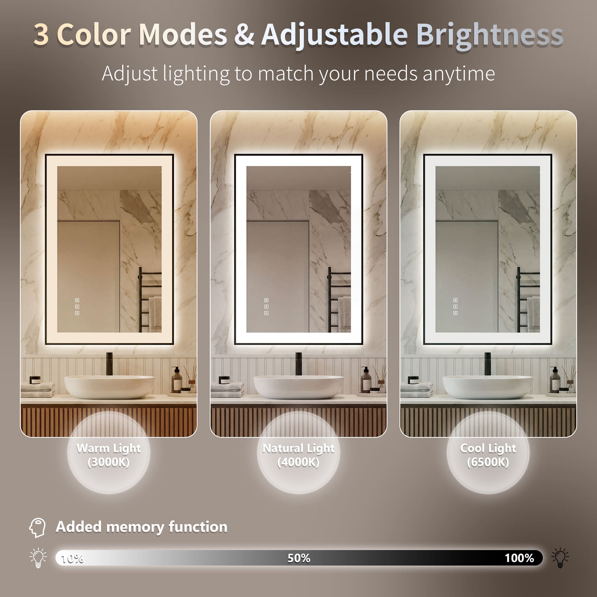 Dual Frame Layers LED Bathroom Mirror with Dual Light Strips