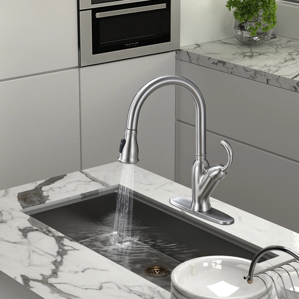 Modern Pull-Down Kitchen Faucet with Dual-Mode Sprayer & Premium PEX Waterlines