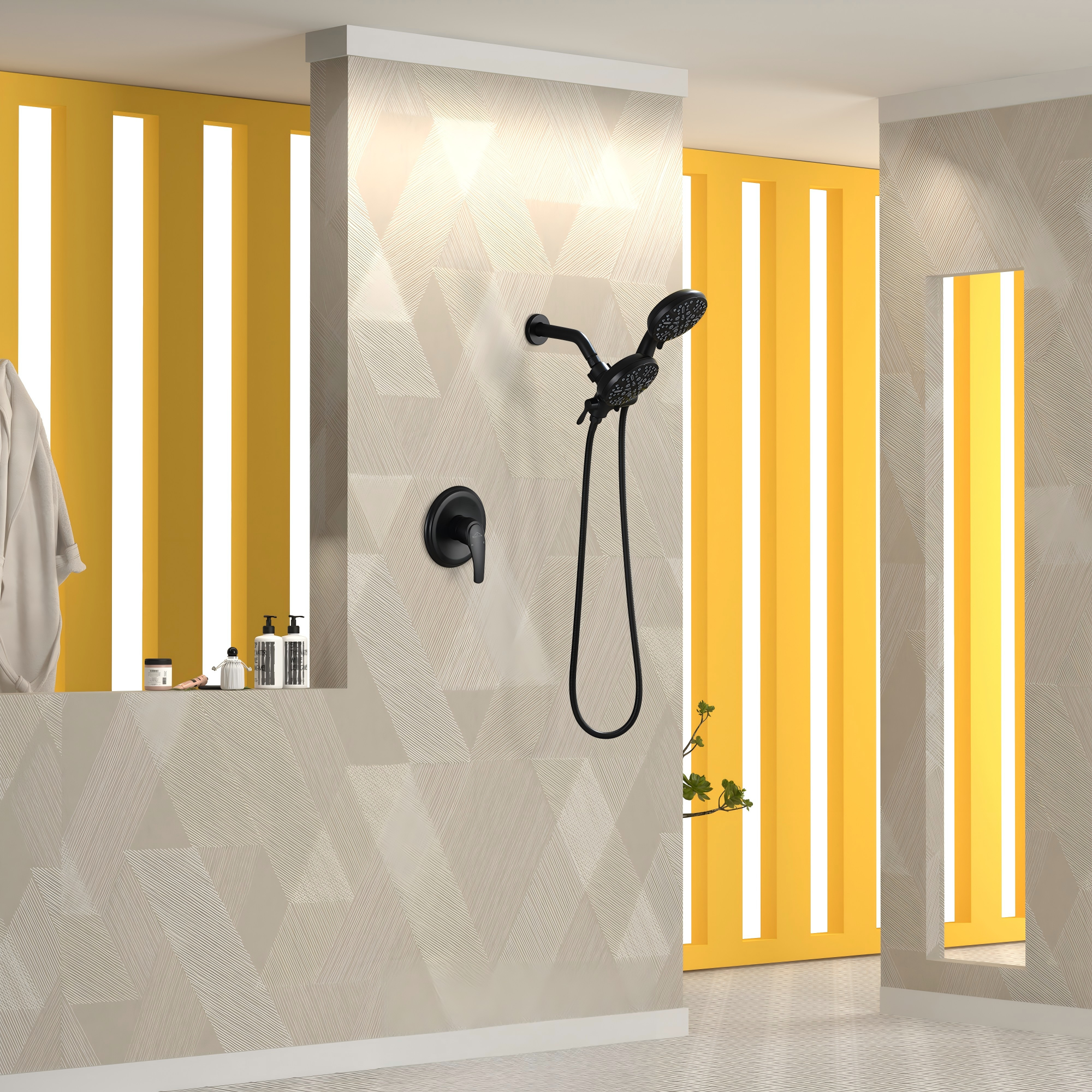 4.72" Wall Mount Dual Shower Heads with Multiple Spray Patterns