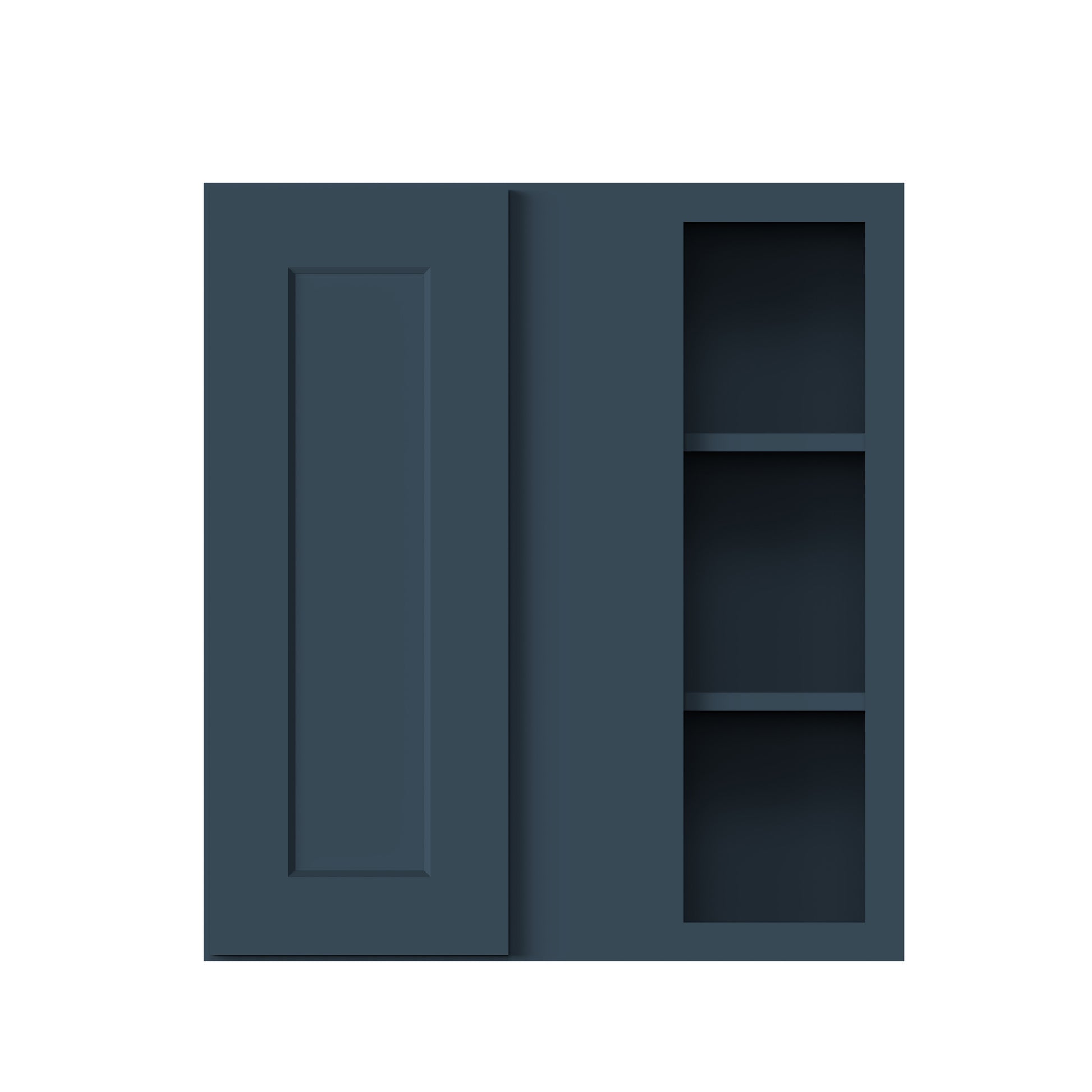 Cyber Grey RTA 27"W x 12"D x 30"/36"/42"H Standard Corner Wall Cabinet with Door and Shelves