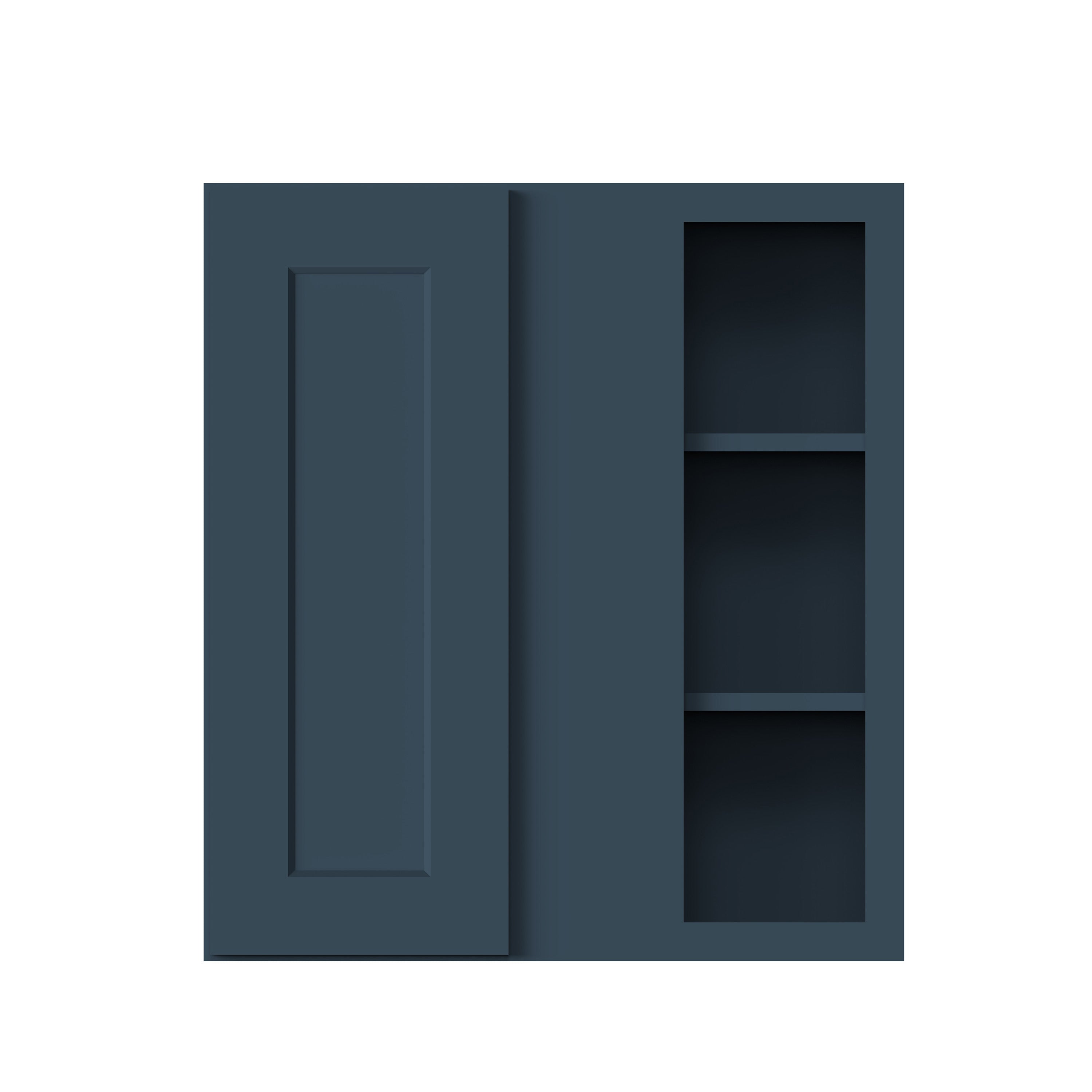 Cyber Grey RTA 27"W x 12"D x 30"/36"/42"H Standard Corner Wall Cabinet with Door and Shelves