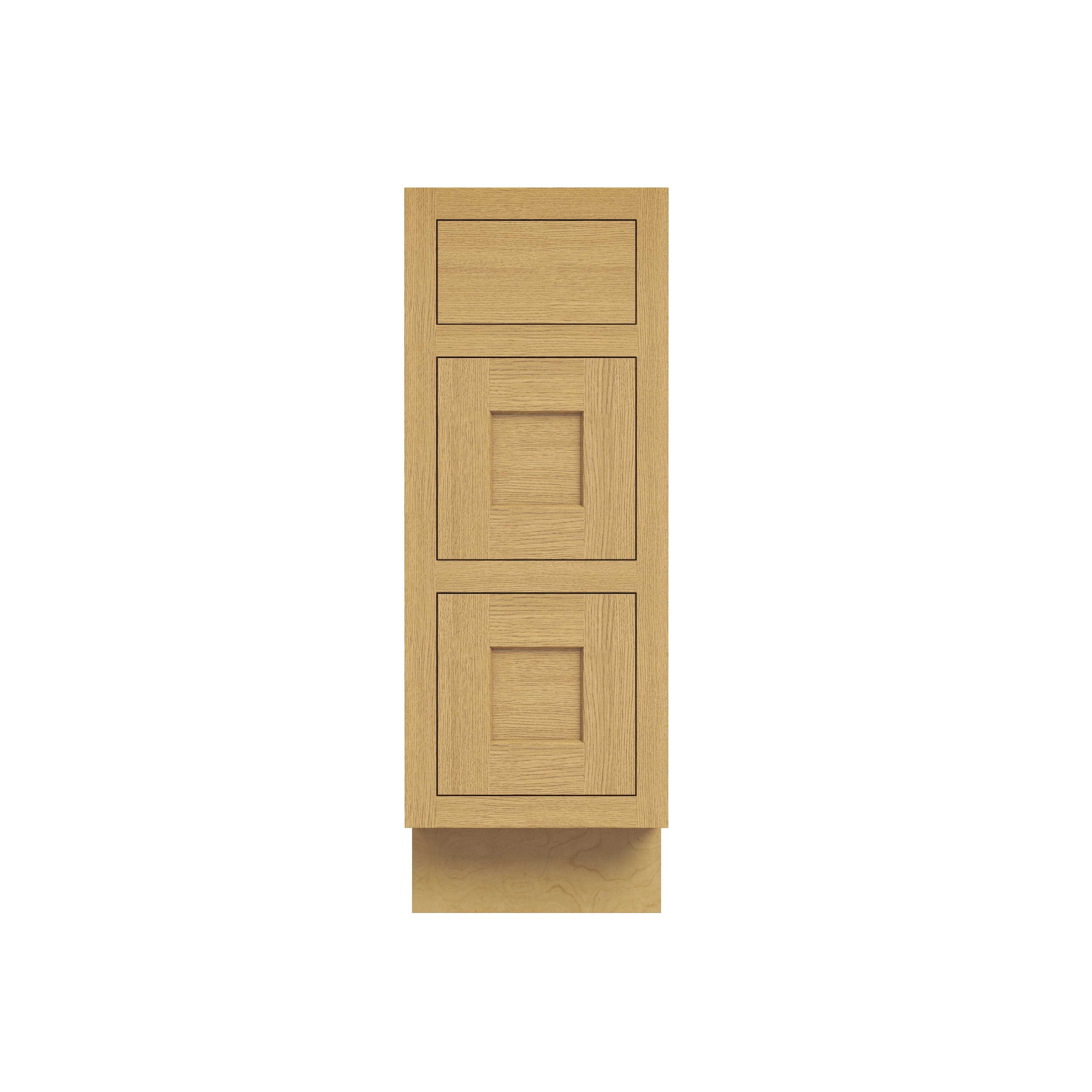 Inset Hazelnut Oak RTA 12-36"W x 34.5"H x 25"D 9-Size Base Cabinet with 3 Drawers