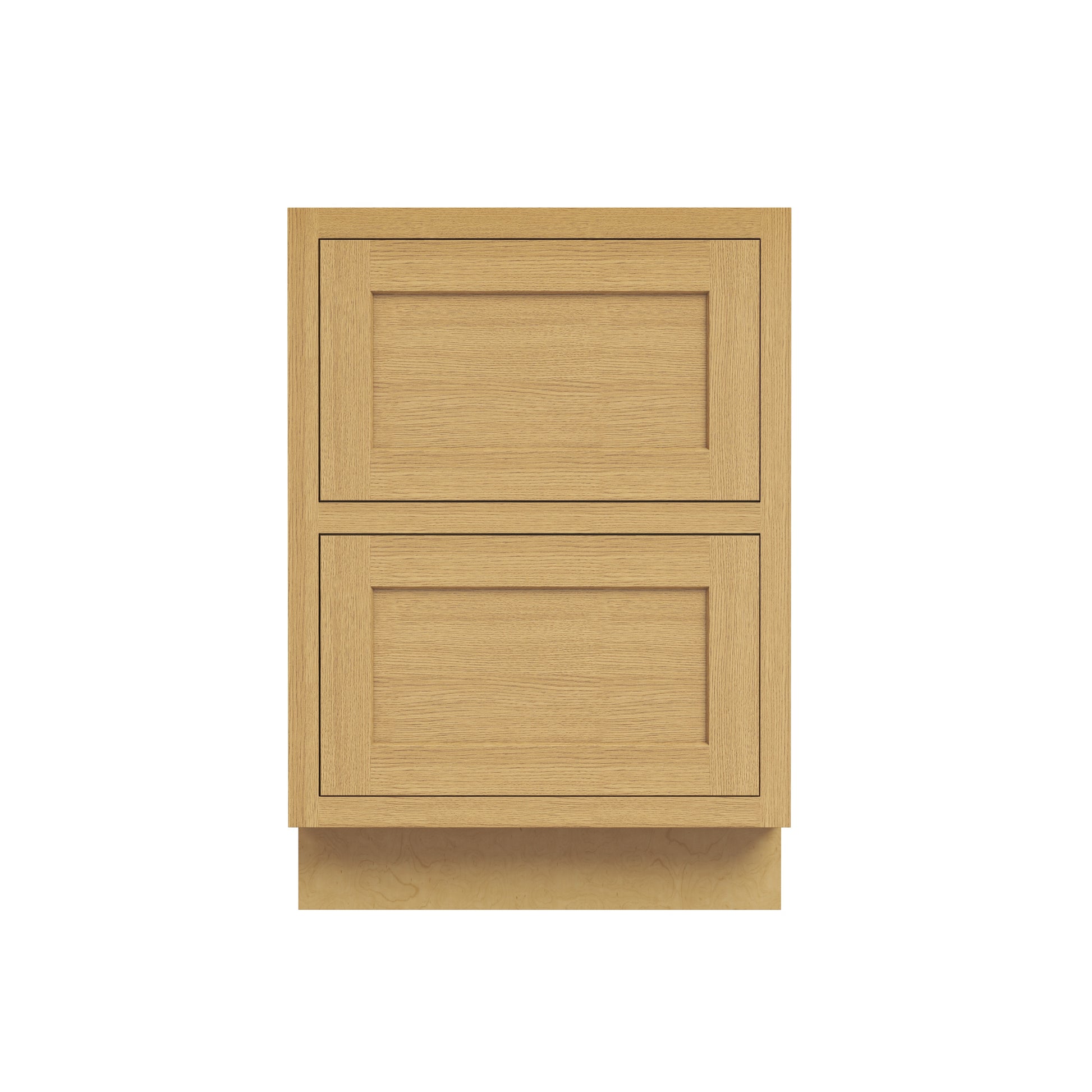Inset Hazelnut Oak RTA 24-30"W x 34.5"H x 25"D 2-Size Base Cabinet with 2 Drawers