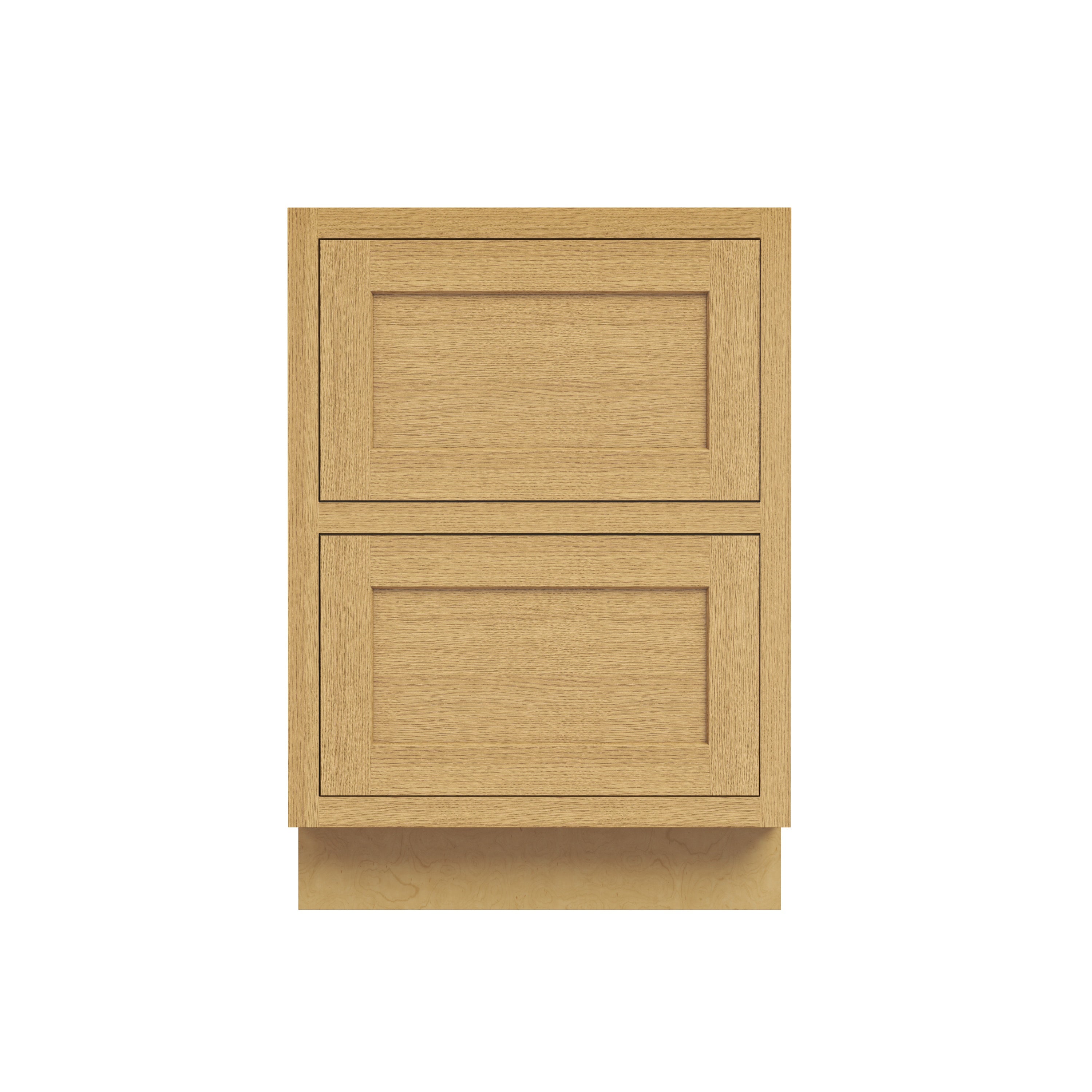 Inset Hazelnut Oak RTA 24-30"W x 34.5"H x 25"D 2-Size Base Cabinet with 2 Drawers