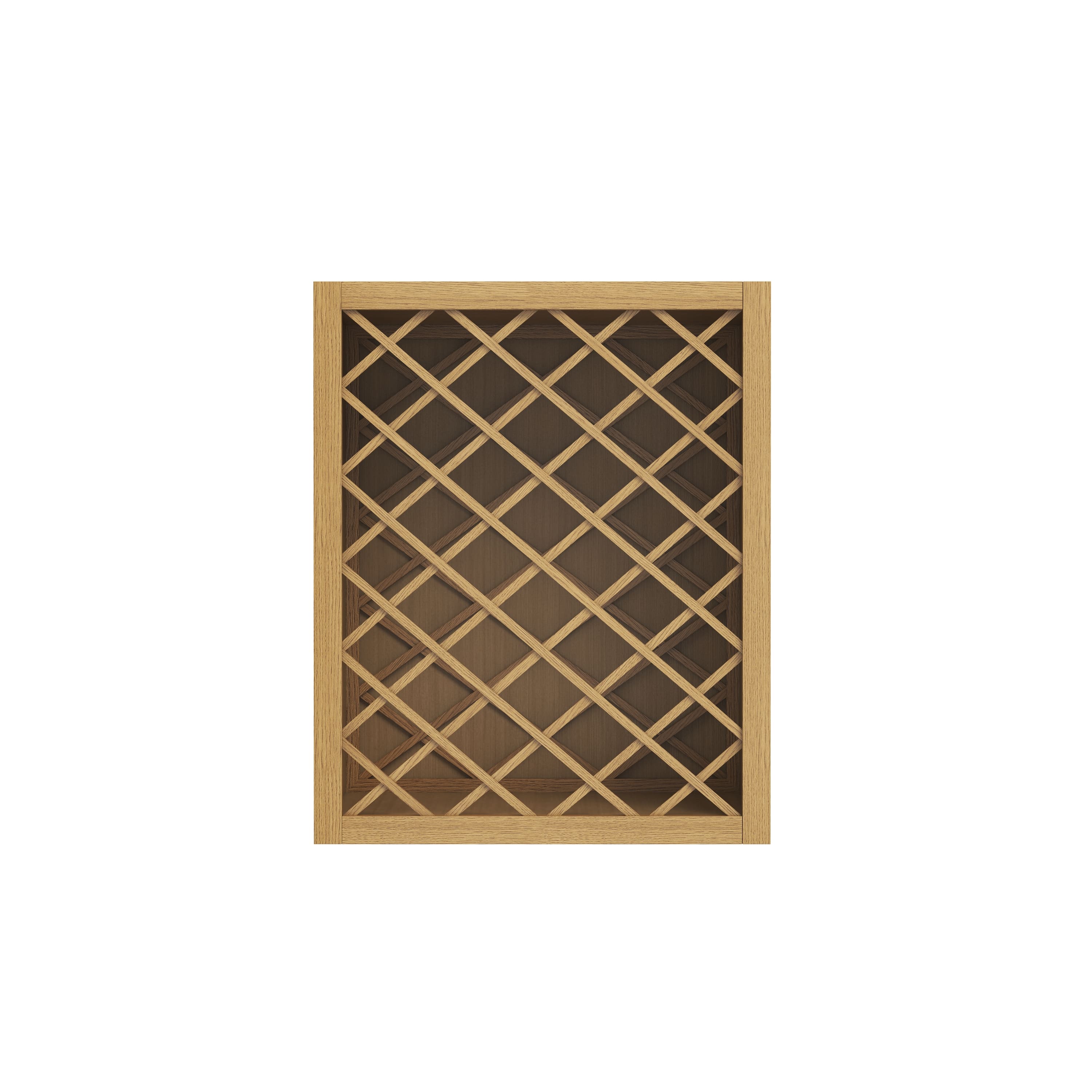 Inset Hazelnut Oak RTA 24-36"W x 15-30"H x 13.5"D 5-Size Diamond Lattice Wine Grid Wall Rack Cabinet