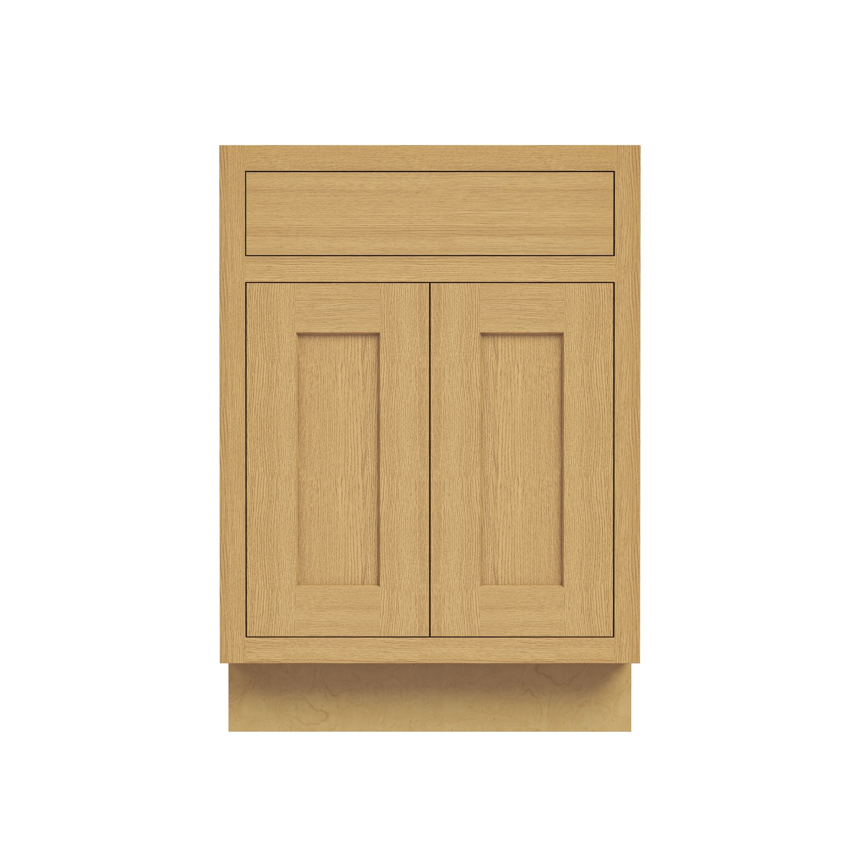 Inset Hazelnut Oak RTA 24-36"W x 34.5"H x 25"D 5-Size Sink Base Cabinet with 2 Doors and 1 False Drawer