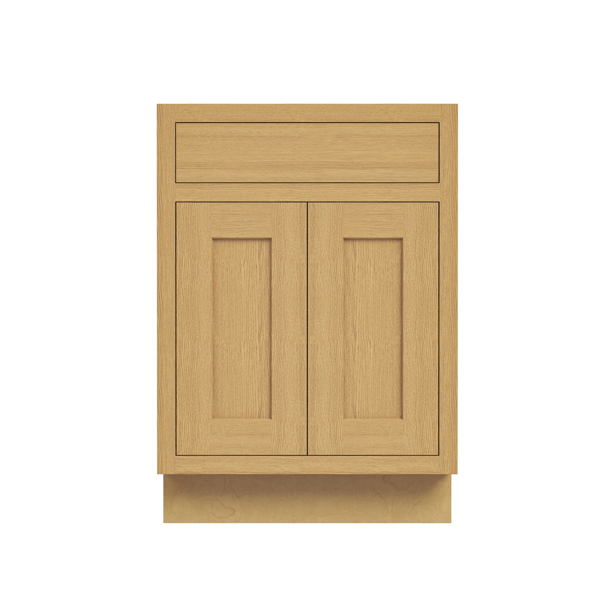 Inset Hazelnut Oak RTA 24-36"W x 34.5"H x 25"D 5-Size Sink Base Cabinet with 2 Doors and 1 False Drawer
