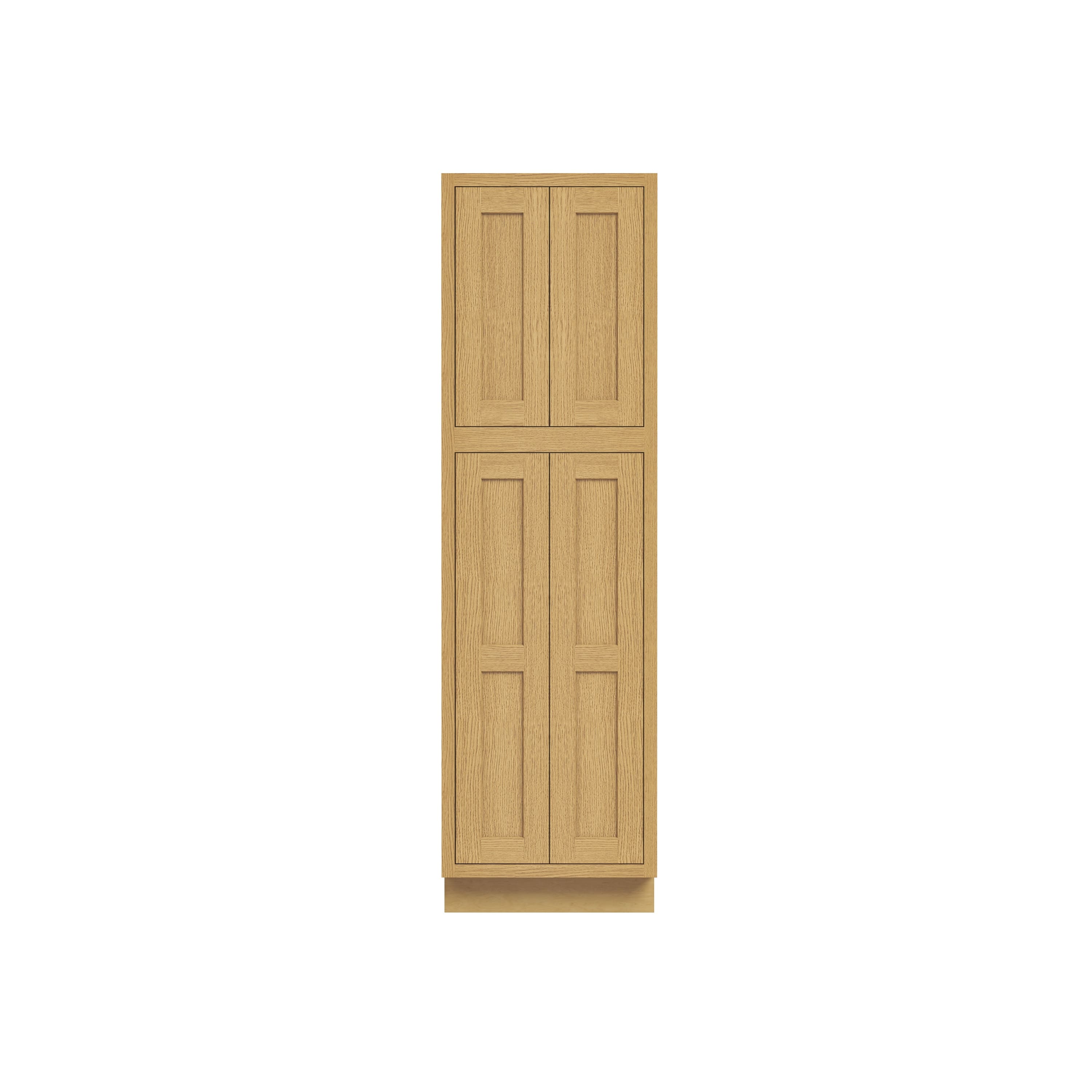 Inset Hazelnut Oak RTA 24-36"W x 84-96"H x 25"D 9-Size Pantry Cabinet with 4 Doors and 4 Shelves