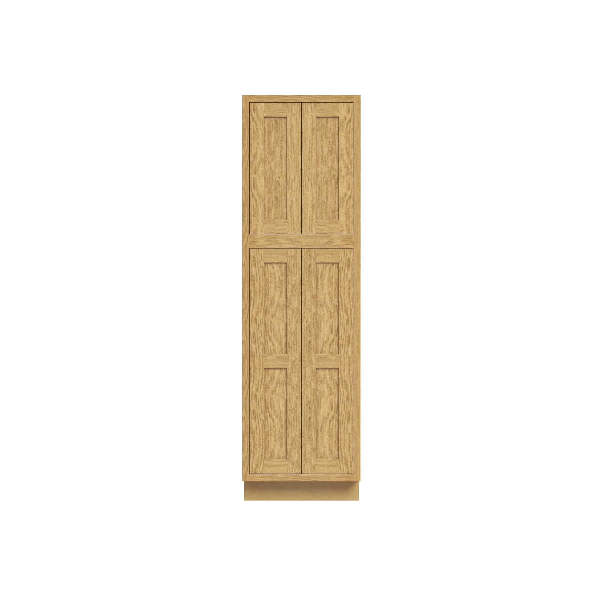Inset Hazelnut Oak RTA 24-36"W x 84-96"H x 25"D 9-Size Pantry Cabinet with 4 Doors and 4 Shelves