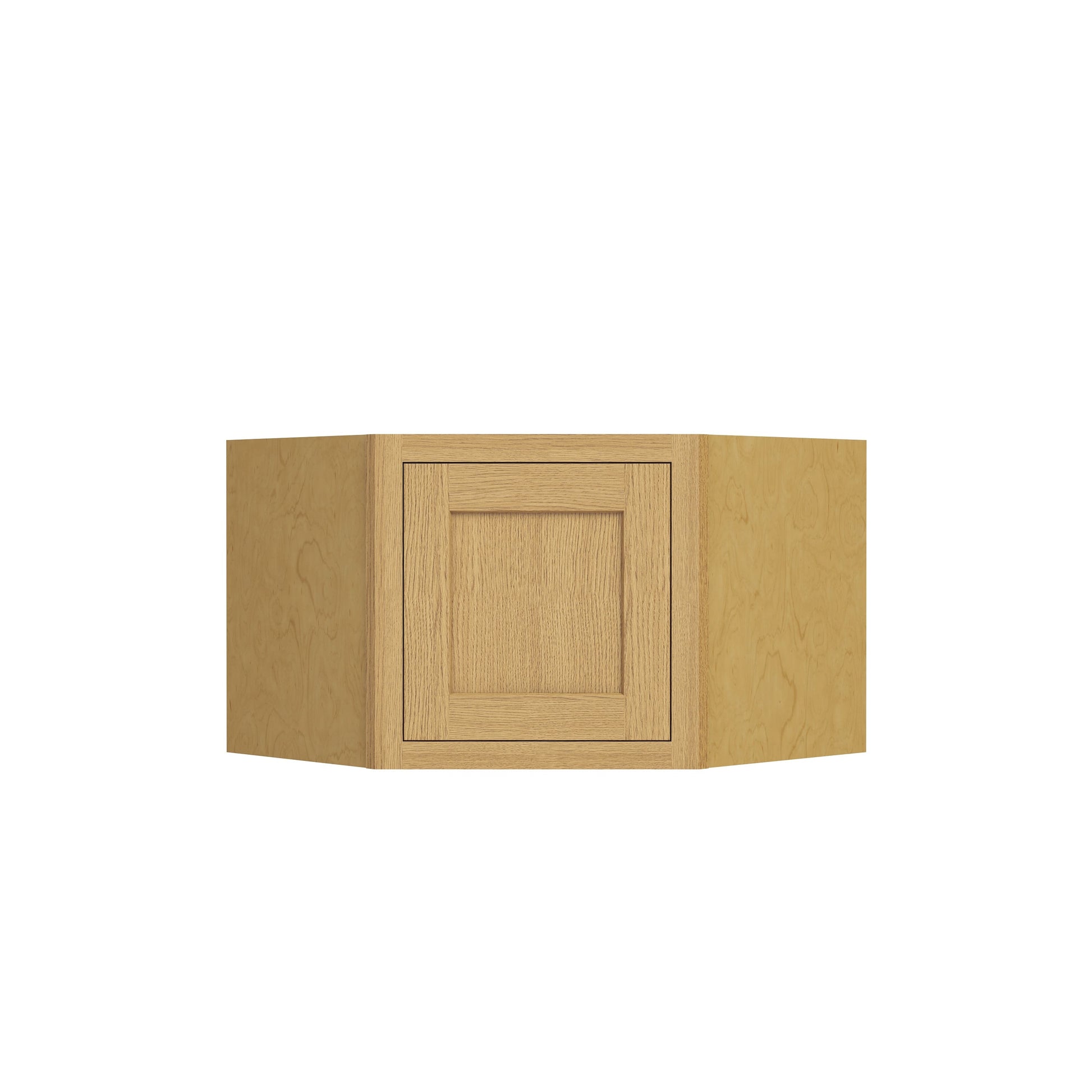 Inset Hazelnut Oak RTA 25.5"W x 18-42"H x 13.5"D 4-Size Diagonal Corner Wall Cabinet with 2-3 Shelves