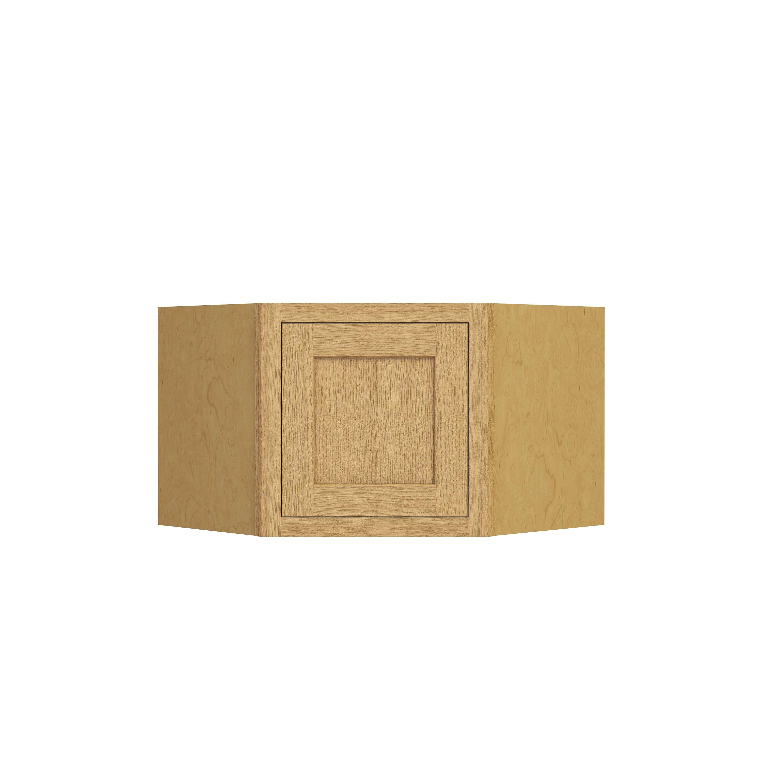 Inset Hazelnut Oak RTA 25.5"W x 18-42"H x 13.5"D 4-Size Diagonal Corner Wall Cabinet with 2-3 Shelves